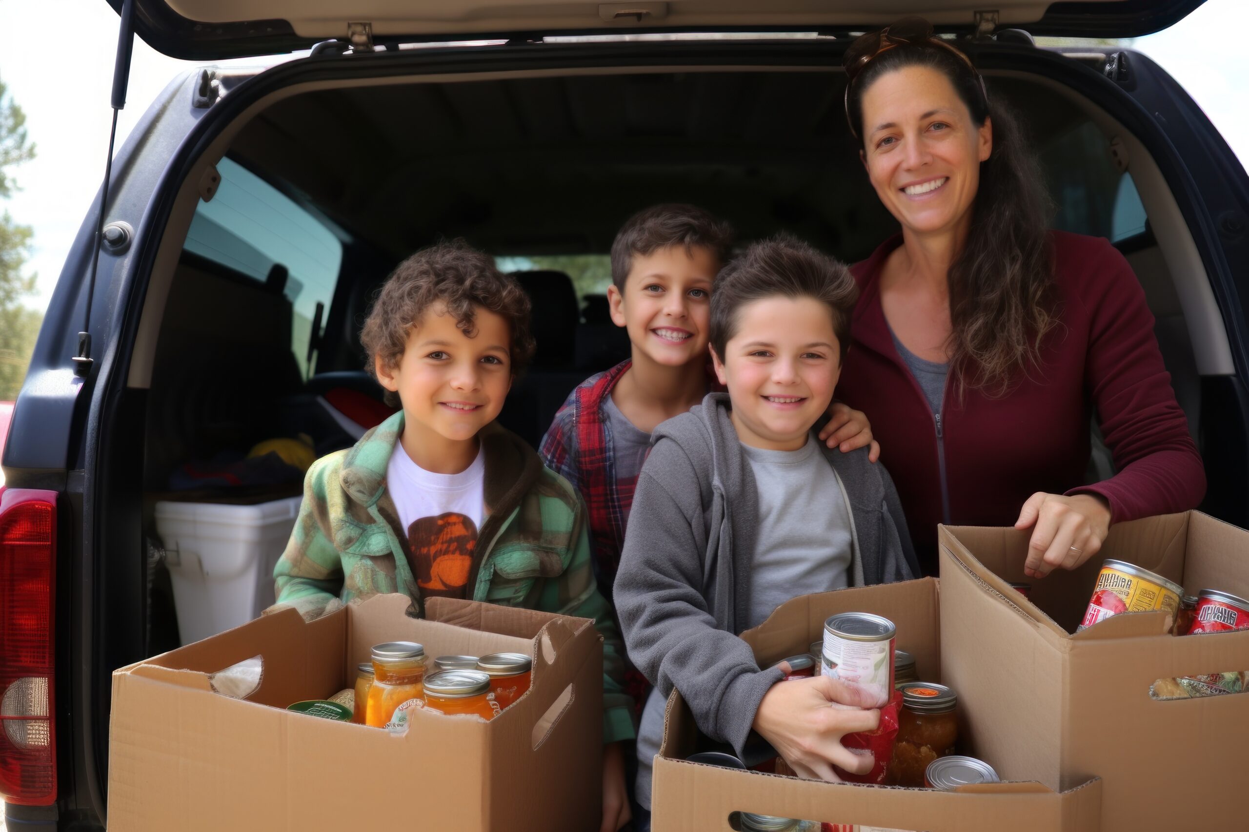 Family volunteering at food bank Family volunteering at food bank